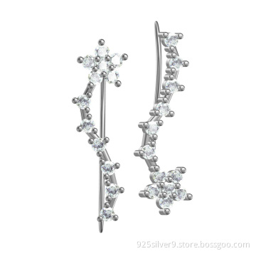 Customized 925 sterling silver with CZ stones ear climber & crawler